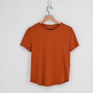 Lululemon Love Crew T-Shirt Heathered Brown Women's S Pima Cotton Short Sleeve